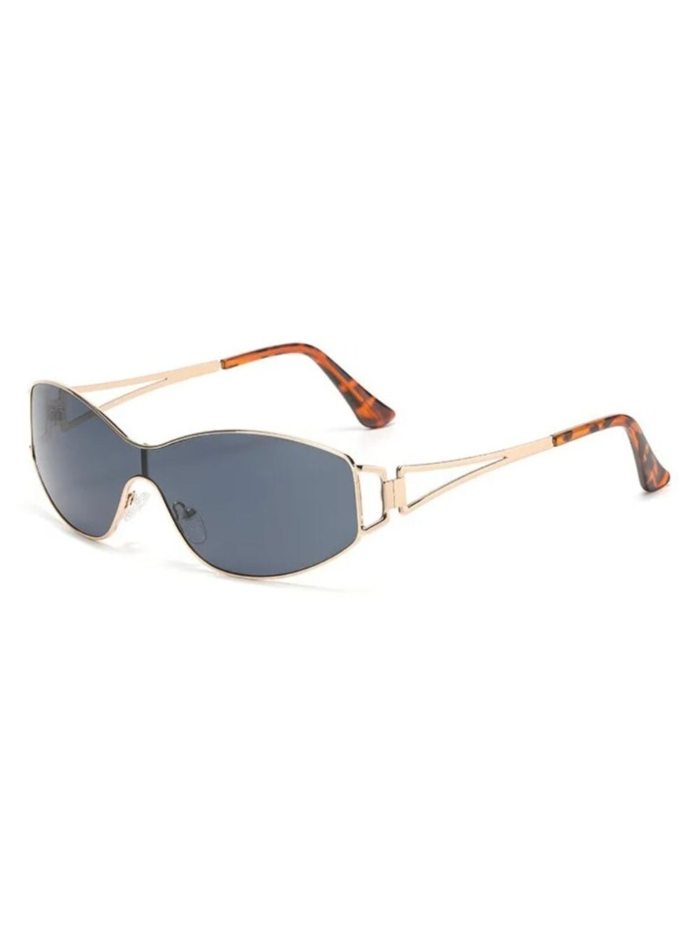 Retro Unisex Gold Frame Grey Lenses Sunglasses W/ Tortoise Shell Temples